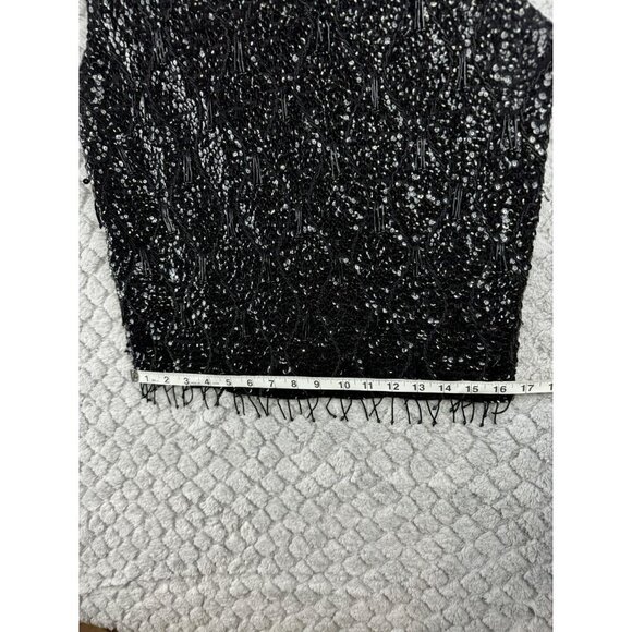 Macys Sequin & Bead Sleeveless Top Vintage Size 36 100% Wool 100% Rayon Black - Picture 7 of 9